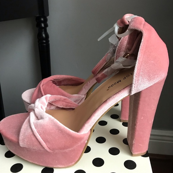 Top Moda Velvet Pink Heels (brand new) - Picture 2 of 5